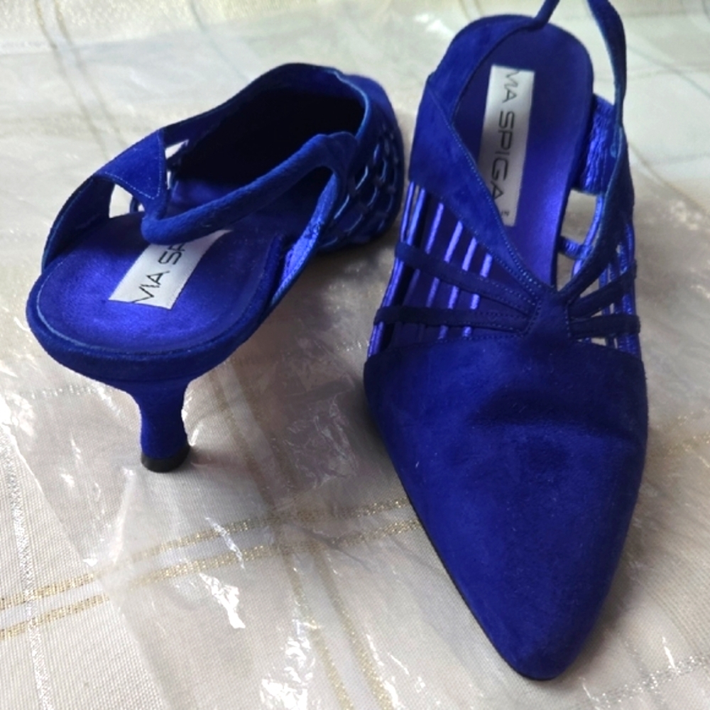 Via Spiga Electric Blue Sling Back Heels - Picture 9 of 15